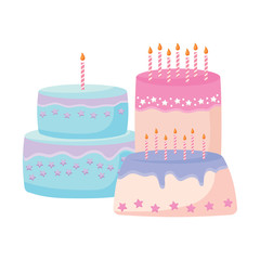 Birthday cakes icon over white background, vector illustration