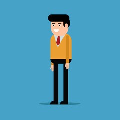 Happy businessman in an orange shirt