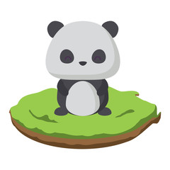 cute panda bear in the grass over white background, vector illustration