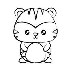 cute tiger icon over white background, vector illustration