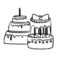 Birthday cakes icon over white background, vector illustration