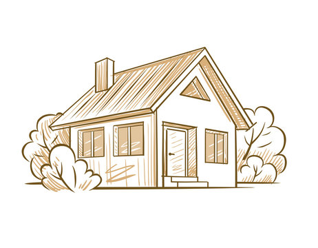 recommend clip art: Sketch of a private house.