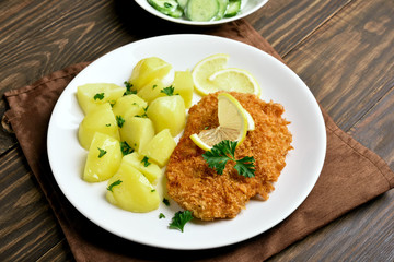 Schnitzel with boiled potato