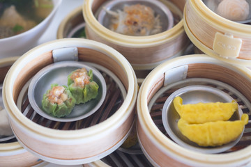 Closeup of various kinds of delicious dim sum
