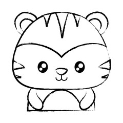 cute tiger icon over white background, vector illustration