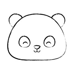 cute panda bear icon over white background, vector illustration