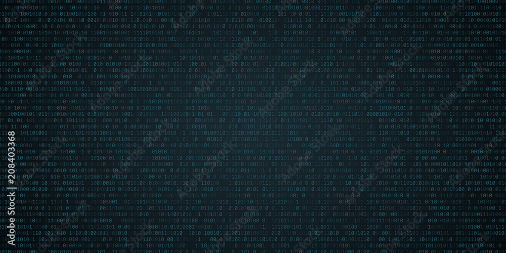Poster background from binary code. blue glow. high technologies, programming, sci-fi. vector illustration