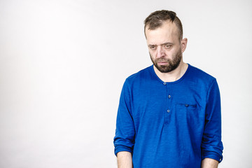 Fototapeta premium Sad worried adult man