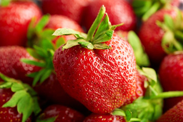 Fresh red strawberry. Summer berries. The concept of healthy eating.