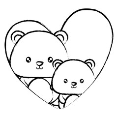heart with cute squirrels over white background, vector illustration