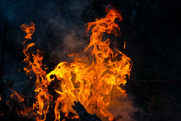 abstract fire flame dance on black background