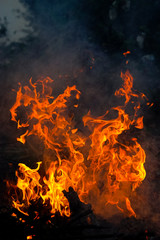 abstract fire flame dance on black background