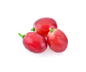 red grapes isolated on white background.