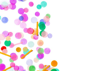 Confetti on white background