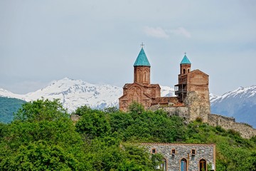 Fototapeta na wymiar Beautiful landscape with Gremi, the royal citadel and the Church of the Archangels, Kakheti, Georgia, Europe, Caucasus