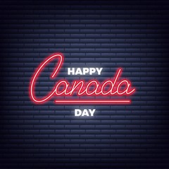Obraz premium Canada Day. Happy Canada Day neon lettering sign