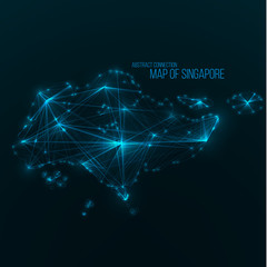 Digital web map of UAE. Global network connection with glowing triangular elements . Abstract country wireframe . Technology vector illustration . United Arab Emirates shape .