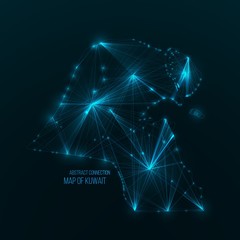 Digital web map of UAE. Global network connection with glowing triangular elements . Abstract country wireframe . Technology vector illustration . United Arab Emirates shape .