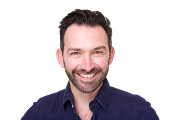 Obraz premium Close up of smiling man with beard against white background
