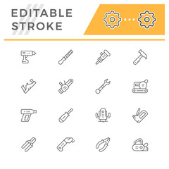 Set line icons of electric and hand tool