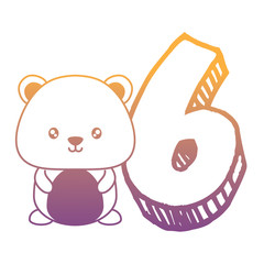cute squirrel with six number icon over white background, vector illustration