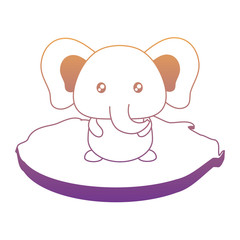 cute elephant in the grass over white background, vector illustration