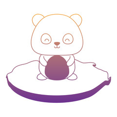 cute panda bear in the grass over white background, vector illustration