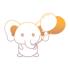 cute elephant with balloons  over white background, vector illustration