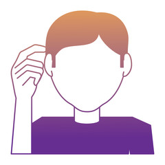 Avatar man thinking icon over white background, vector illustration