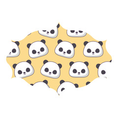 Fototapeta premium arabic frame with Panda bear pattern over white background, vector illustration