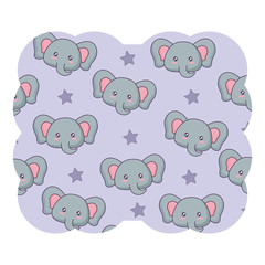 decorative frame with cute elephants pattern over white background, vector illustration