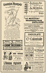 Advertising page on "La vie Parisienne" French satirical magazine, year 1888