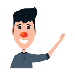 Cartoon man with red nose icon over white background, vector illustration