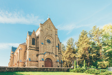 Catholic church of Search of the St. Cross in the city of Ostrovets, Belarus.