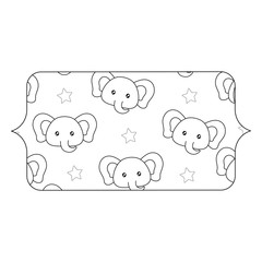 banner with cute elephants pattern over white background, vector illustration