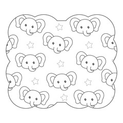 decorative frame with cute elephants pattern over white background, vector illustration