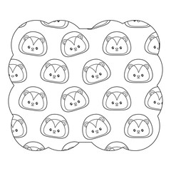 decorative frame with cute lion pattern over white background, vector illustration