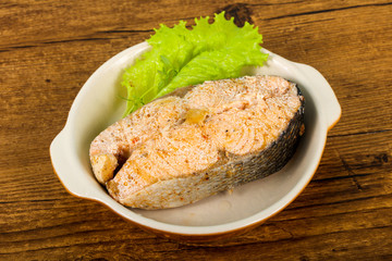 Steamed salmon