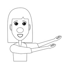 Obraz premium Woman with red nose icon over white background, vector illustration