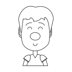 cartoon boy with clown nose icon over white background, vector illustration
