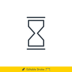 Empty Hourglass (Sand Glass / Sand Time) Vector Line Icon - In Editable Line / Stroke Design