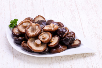 Pickled mushrooms in the bowl