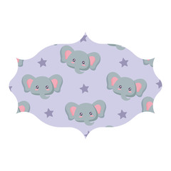 arabic frame with cute elephants pattern over white background, vector illustration