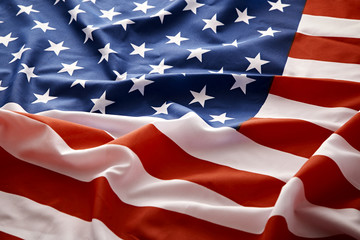 closeup of american USA flag