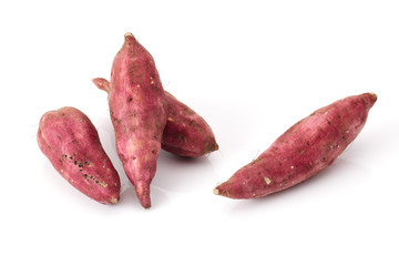 Sweet potatoes isolated on white background