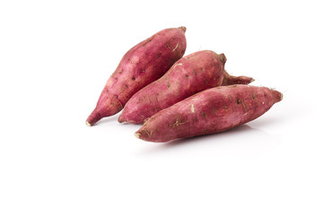 Sweet potatoes isolated on white background
