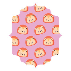 arabic frame with cute lion pattern over white background, vector illustration