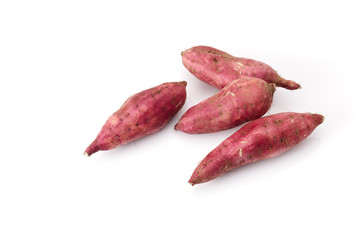 Sweet potatoes isolated on white background
