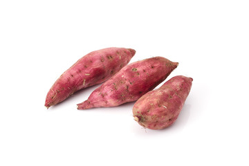 Sweet potatoes isolated on white background