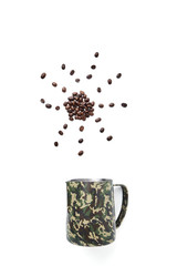 Steel Milk Pitcher with coffee beans